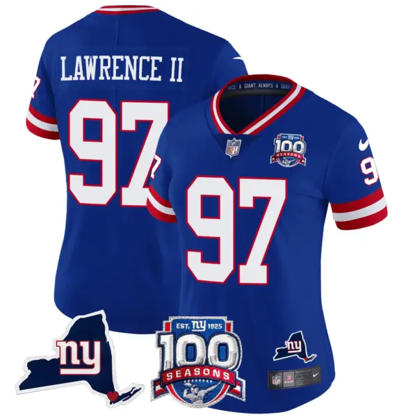 Womens New York Giants 100Th Season State Patch Vapor Limited Jersey Dexter Lawrence II Jersey Royal