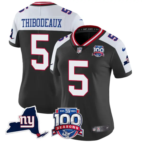 Womens New York Giants 100Th Season State Patch Vapor Limited Jersey Kayvon Thibodeaux Jersey Black Alternate