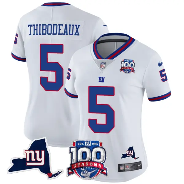 Womens New York Giants 100Th Season State Patch Vapor Limited Jersey Kayvon Thibodeaux Jersey White
