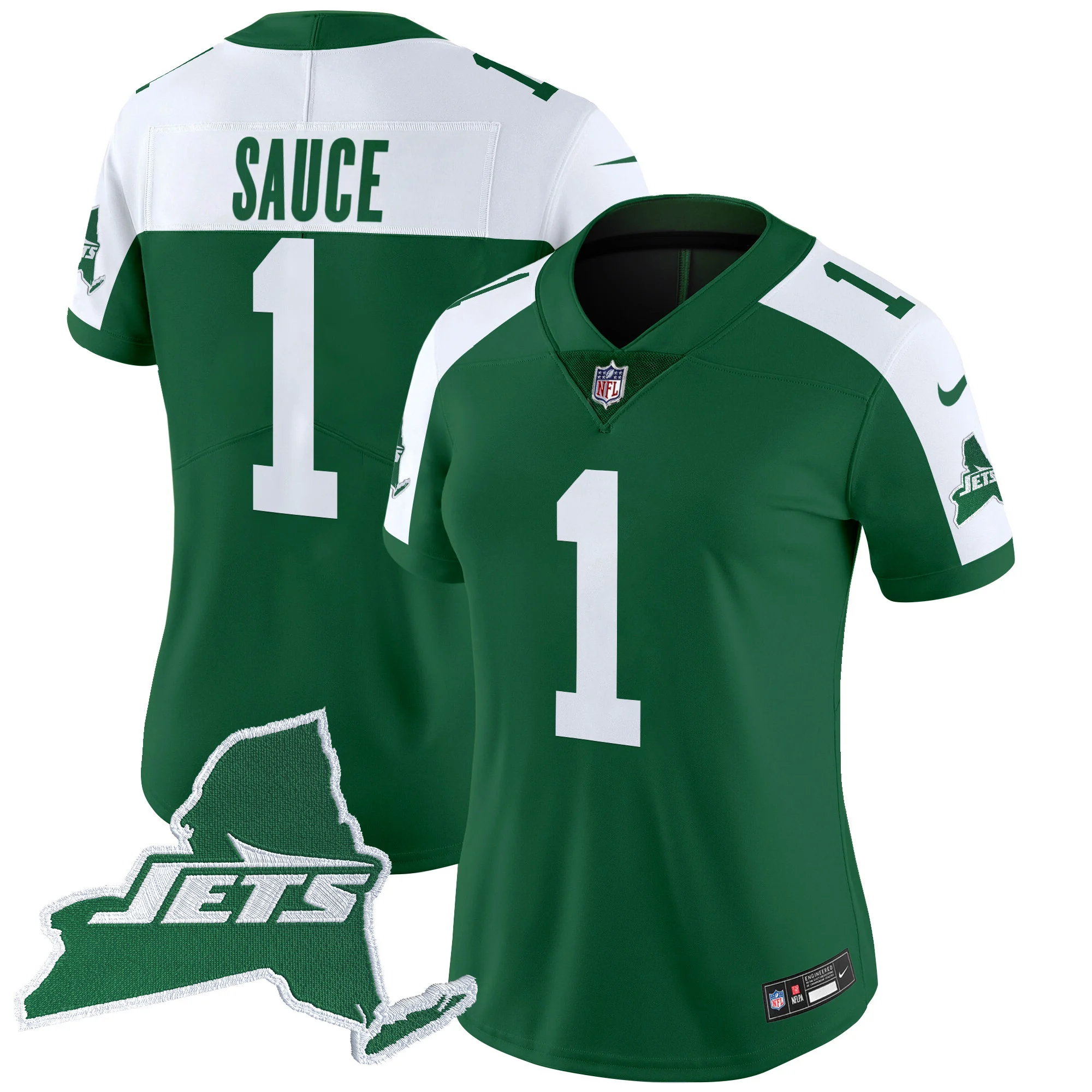 Womens New York Jets Home Patch Vapor Legacy Limited Jersey Ahmad Sauce Jersey Green Alternate