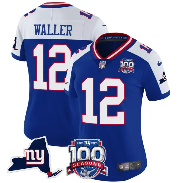 Womens New York Giants 100Th Season State Patch Vapor Limited Jersey Darren Waller Jersey Royal Alternate
