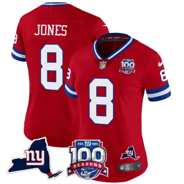 Womens New York Giants 100Th Season State Patch Vapor Limited Jersey Daniel Jones Jersey Red