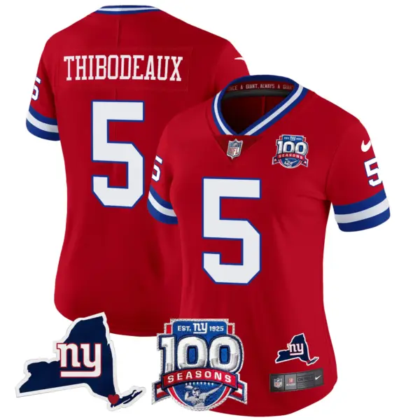 Womens New York Giants 100Th Season State Patch Vapor Limited Jersey Kayvon Thibodeaux Jersey Red