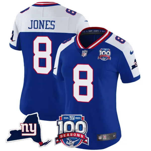 Womens New York Giants 100Th Season State Patch Vapor Limited Jersey Daniel Jones Jersey Royal Alternate