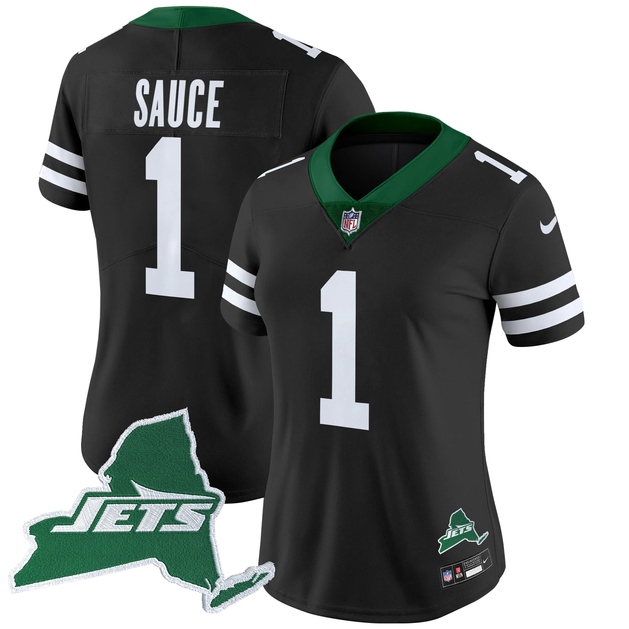 Womens New York Jets Home Patch Vapor Legacy Limited Jersey Ahmad Sauce Jersey Black