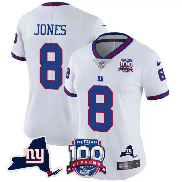 Womens New York Giants 100Th Season State Patch Vapor Limited Jersey Daniel Jones Jersey White