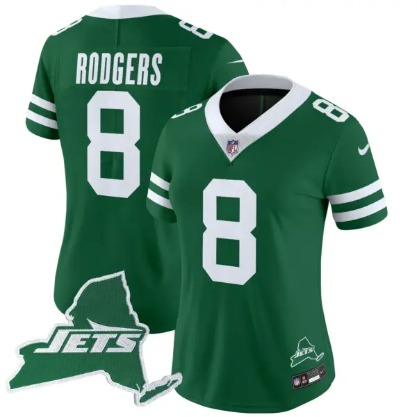 Womens New York Jets Home Patch Vapor Legacy Limited Jersey Aaron Rodgers Jersey Green