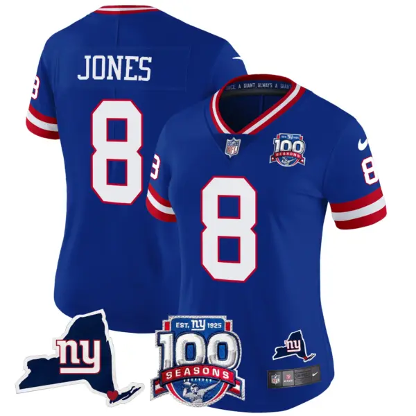 Womens New York Giants 100Th Season State Patch Vapor Limited Jersey Daniel Jones Jersey Royal