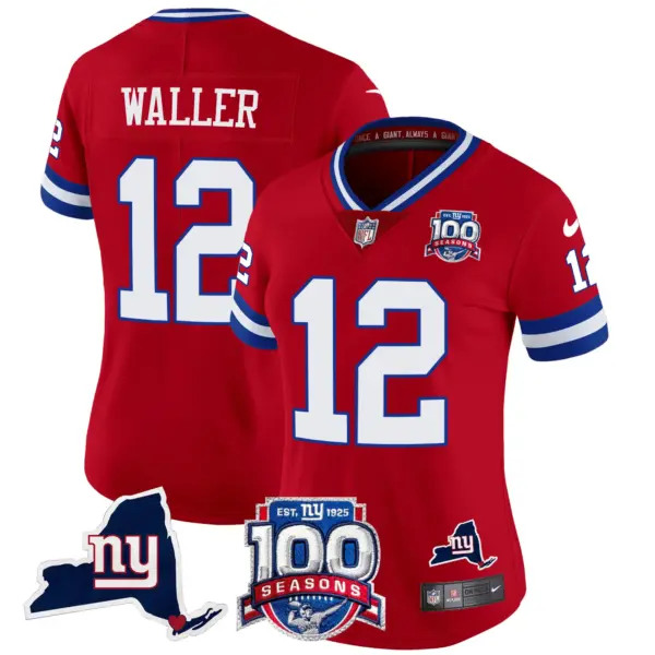 Womens New York Giants 100Th Season State Patch Vapor Limited Jersey Darren Waller Jersey Red