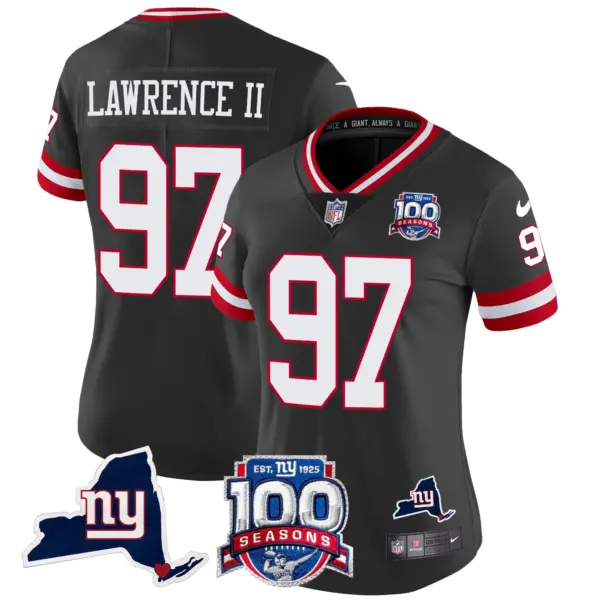 Womens New York Giants 100Th Season State Patch Vapor Limited Jersey Dexter Lawrence II Jersey Black