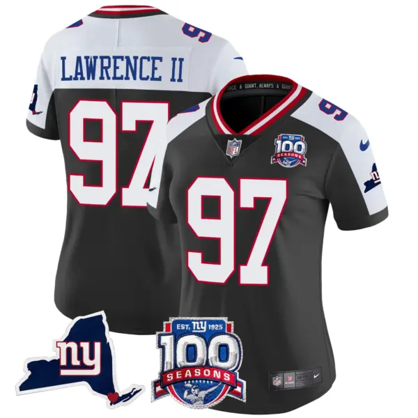 Womens New York Giants 100Th Season State Patch Vapor Limited Jersey Dexter Lawrence II Jersey Black Alternate