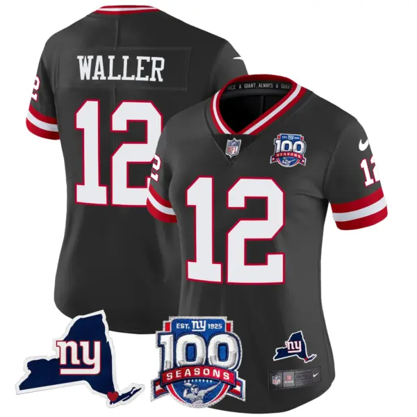 Womens New York Giants 100Th Season State Patch Vapor Limited Jersey Darren Waller Jersey Black