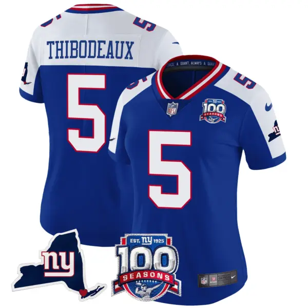 Womens New York Giants 100Th Season State Patch Vapor Limited Jersey Kayvon Thibodeaux Jersey Royal Alternate
