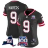 Womens New York Giants 100Th Season State Patch Vapor Limited Jersey Malik Nabers Jersey Black