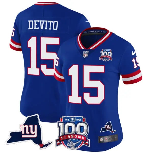 Womens New York Giants 100Th Season State Patch Vapor Limited Jersey Tommy Devito Jersey Royal