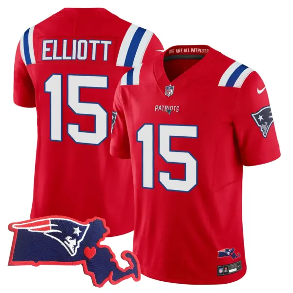 Womens New England Patriots Massachusetts Patch Vapor Jersey Ezekiel Elliot Jersey Red