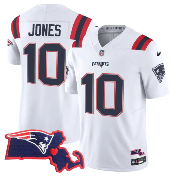 Womens New England Patriots Massachusetts Patch Vapor Jersey Mac Jones Jersey White