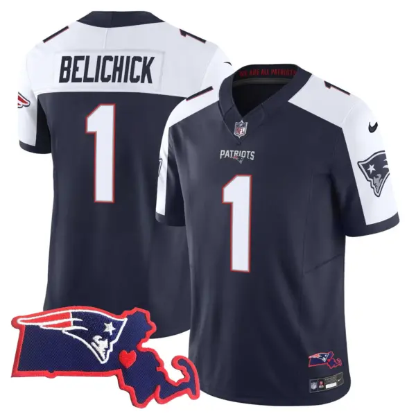 Womens New England Patriots Massachusetts Patch Vapor Jersey Bill Belichick Jersey Alternate