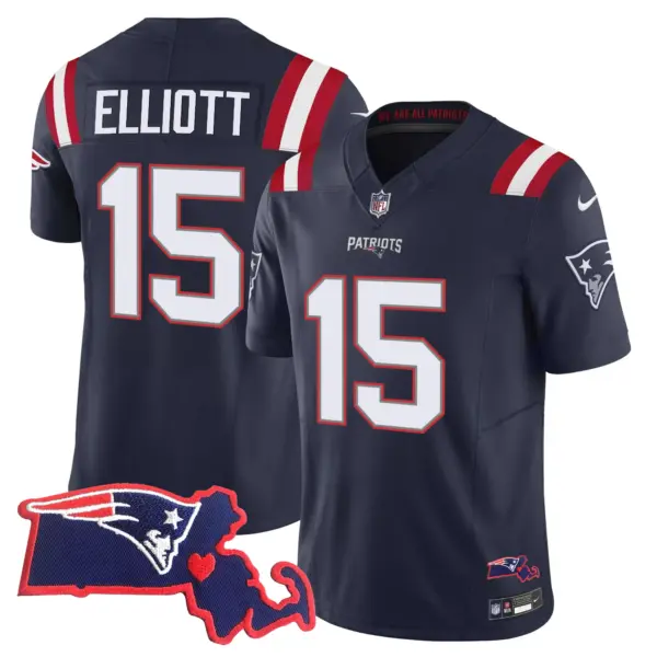 Womens New England Patriots Massachusetts Patch Vapor Jersey Ezekiel Elliot Jersey Navy