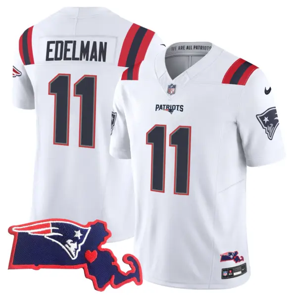 Womens New England Patriots Massachusetts Patch Vapor Jersey Julian Edelman Jersey White