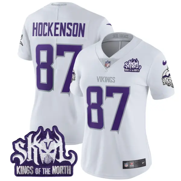 Womens Minnesota Vikings King Of The North Patch Throwback Vapor Limited Jersey TJ Hockenson Jersey Winter Warrior