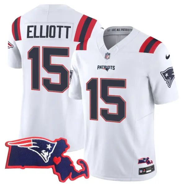 Womens New England Patriots Massachusetts Patch Vapor Jersey Ezekiel Elliot Jersey White