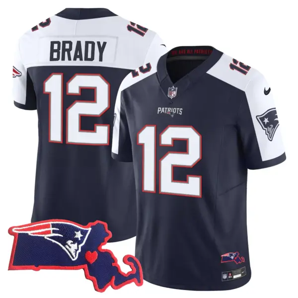 Womens New England Patriots Massachusetts Patch Vapor Jersey Tom Brady Jersey Alternate