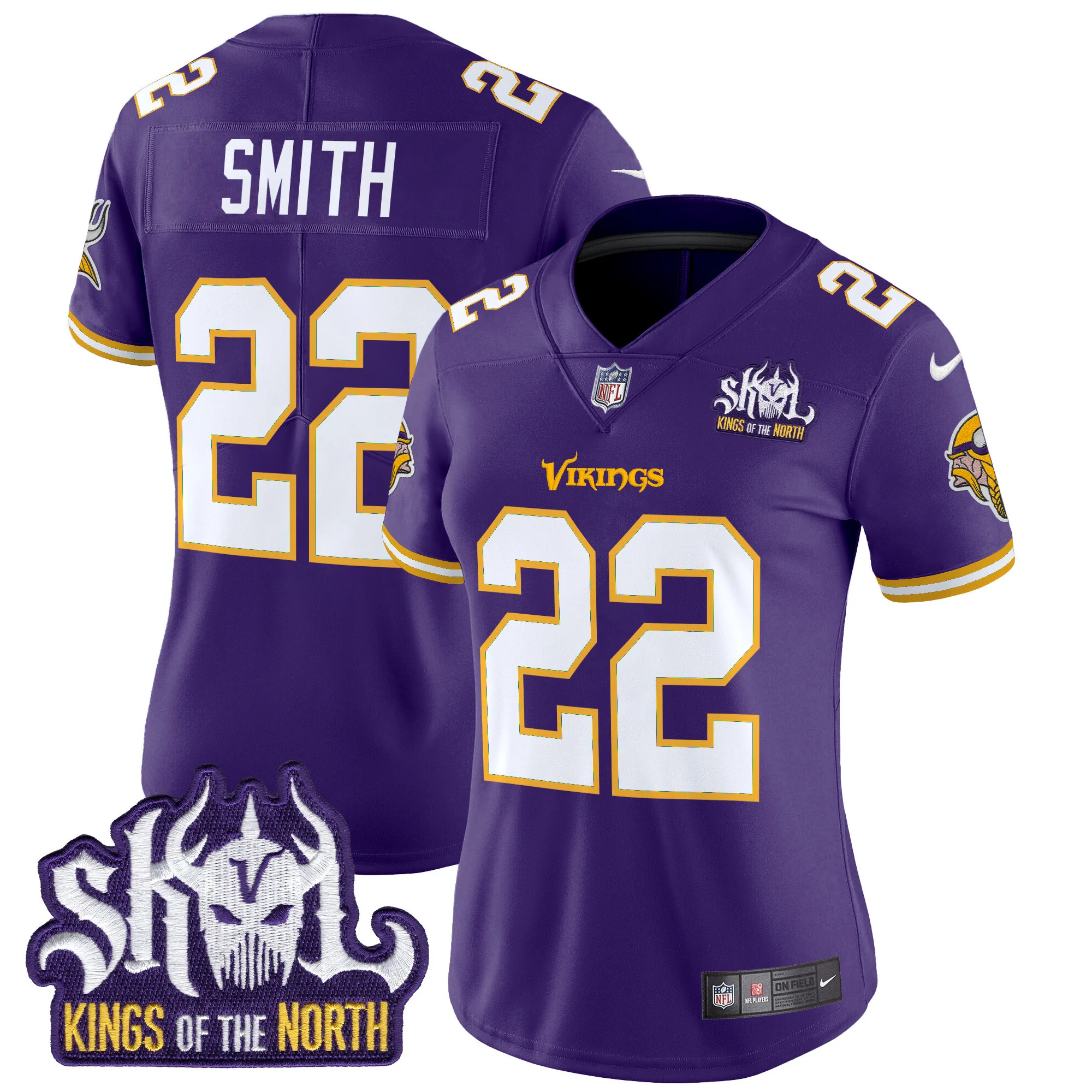 Womens Minnesota Vikings King Of The North Patch Throwback Vapor Limited Jersey Harrison Smith Jersey Purple