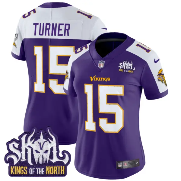 Womens Minnesota Vikings King Of The North Patch Throwback Vapor Limited Jersey Dallas Turner Jersey Purple Alternate