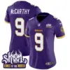 Womens Minnesota Vikings King Of The North Patch Throwback Vapor Limited Jersey JJ Mccarthy Jersey Purple
