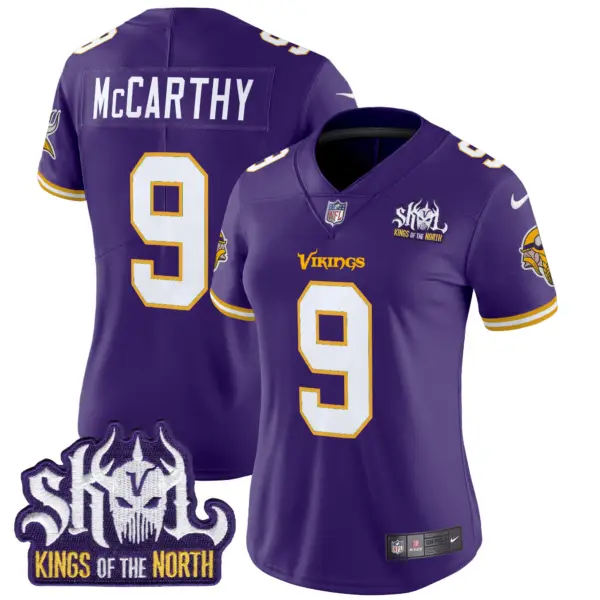Womens Minnesota Vikings King Of The North Patch Throwback Vapor Limited Jersey JJ Mccarthy Jersey Purple