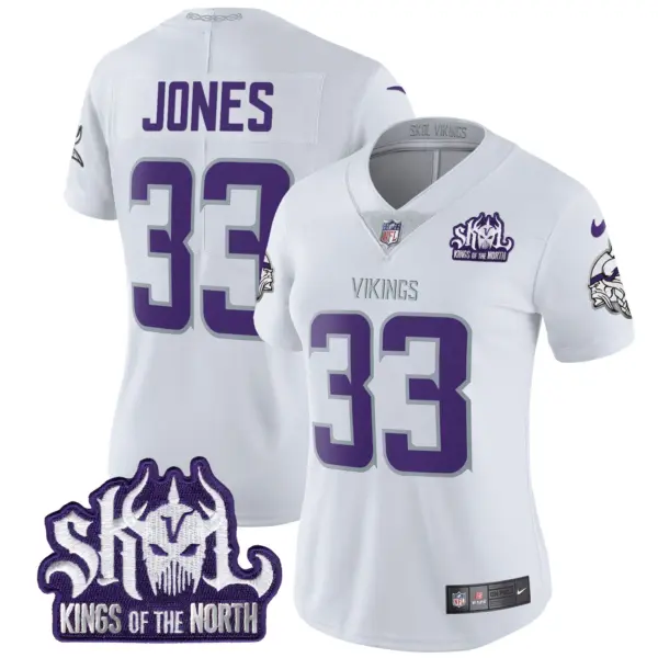 Womens Minnesota Vikings King Of The North Patch Throwback Vapor Limited Jersey Aaron Jones Jersey Winter Warrior