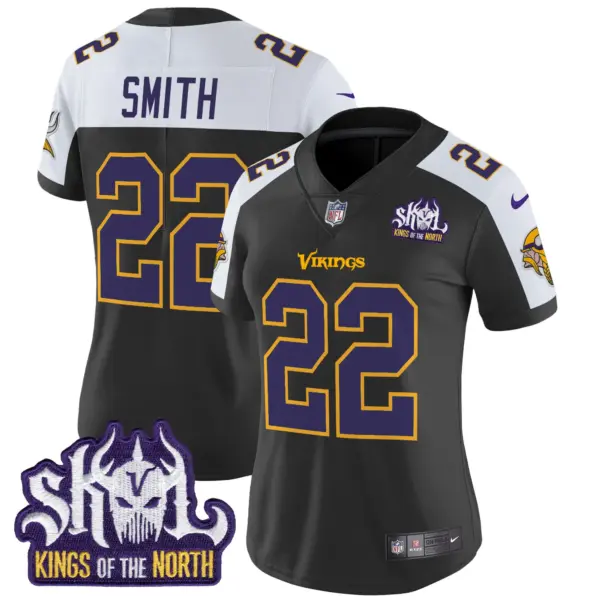 Womens Minnesota Vikings King Of The North Patch Throwback Vapor Limited Jersey Harrison Smith Jersey Black Alternate