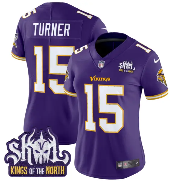 Womens Minnesota Vikings King Of The North Patch Throwback Vapor Limited Jersey Dallas Turner Jersey Purple