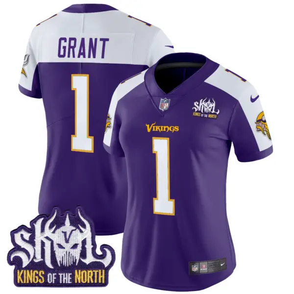 Womens Minnesota Vikings King Of The North Patch Throwback Vapor Limited Jersey Bud Grant Jersey Purple Alternate