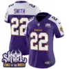 Womens Minnesota Vikings King Of The North Patch Throwback Vapor Limited Jersey Harrison Smith Jersey Purple Alternate