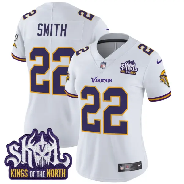 Womens Minnesota Vikings King Of The North Patch Throwback Vapor Limited Jersey Harrison Smith Jersey White