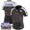 Womens Minnesota Vikings King Of The North Patch Throwback Vapor Limited Jersey Justin Jefferson Jersey Black Alternate