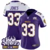 Womens Minnesota Vikings King Of The North Patch Throwback Vapor Limited Jersey Aaron Jones Jersey Purple Alternate