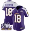 Womens Minnesota Vikings King Of The North Patch Throwback Vapor Limited Jersey Justin Jefferson Jersey Purple Alternate