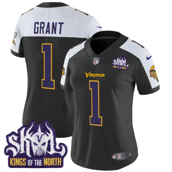 Womens Minnesota Vikings King Of The North Patch Throwback Vapor Limited Jersey Bud Grant Jersey Black Alternate