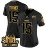 Womens Minnesota Vikings 2024 Winter Warrior Skol Patch Gold Vapor Limited Jersey Dallas Turner Jersey Black Gold