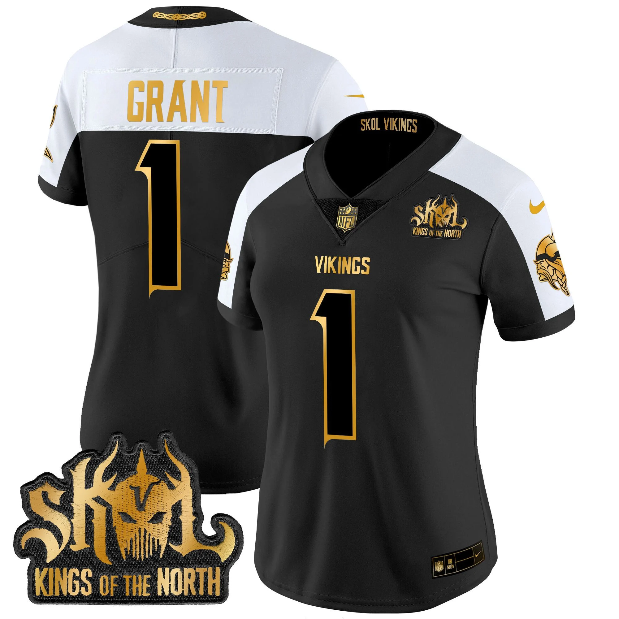 Womens Minnesota Vikings 2024 Winter Warrior Skol Patch Gold Vapor Limited Jersey Bud Grant Jersey Alternate