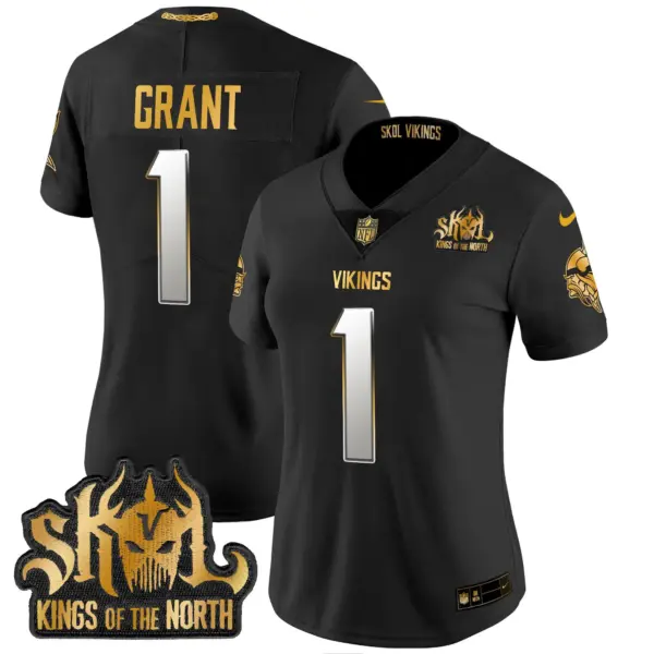 Womens Minnesota Vikings 2024 Winter Warrior Skol Patch Gold Vapor Limited Jersey Bud Grant Jersey Black Limited
