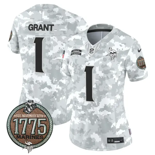 Womens Minnesota Vikings 2024 Salute To Service Establishment Year Patch Vapor Limited Jersey Bud Grant Jersey Navy