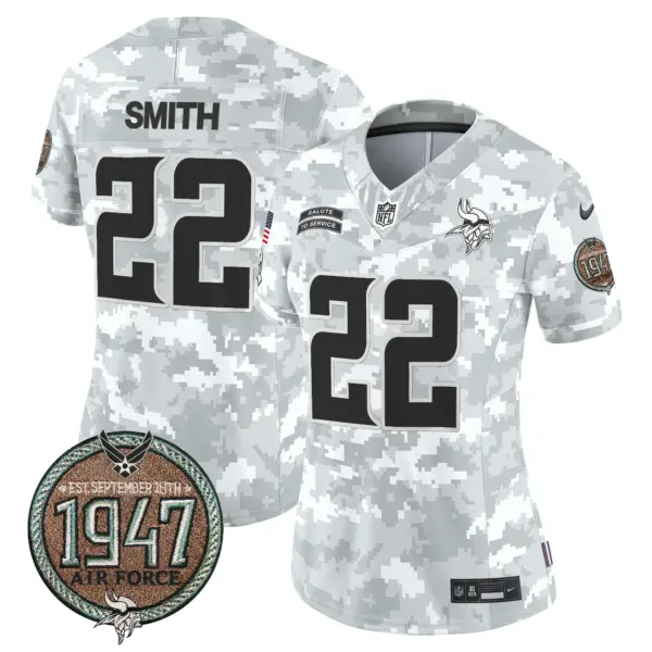 Womens Minnesota Vikings 2024 Salute To Service Establishment Year Patch Vapor Limited Jersey Harrison Smith Jersey Air Force
