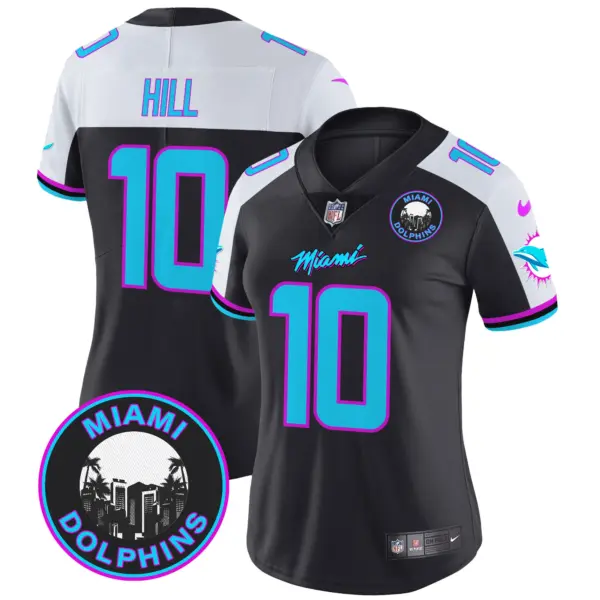 Womens Miami Dolphins Miami Vice Vapor Limited Jersey V3 Tyreek Hill Jersey Black Alternate
