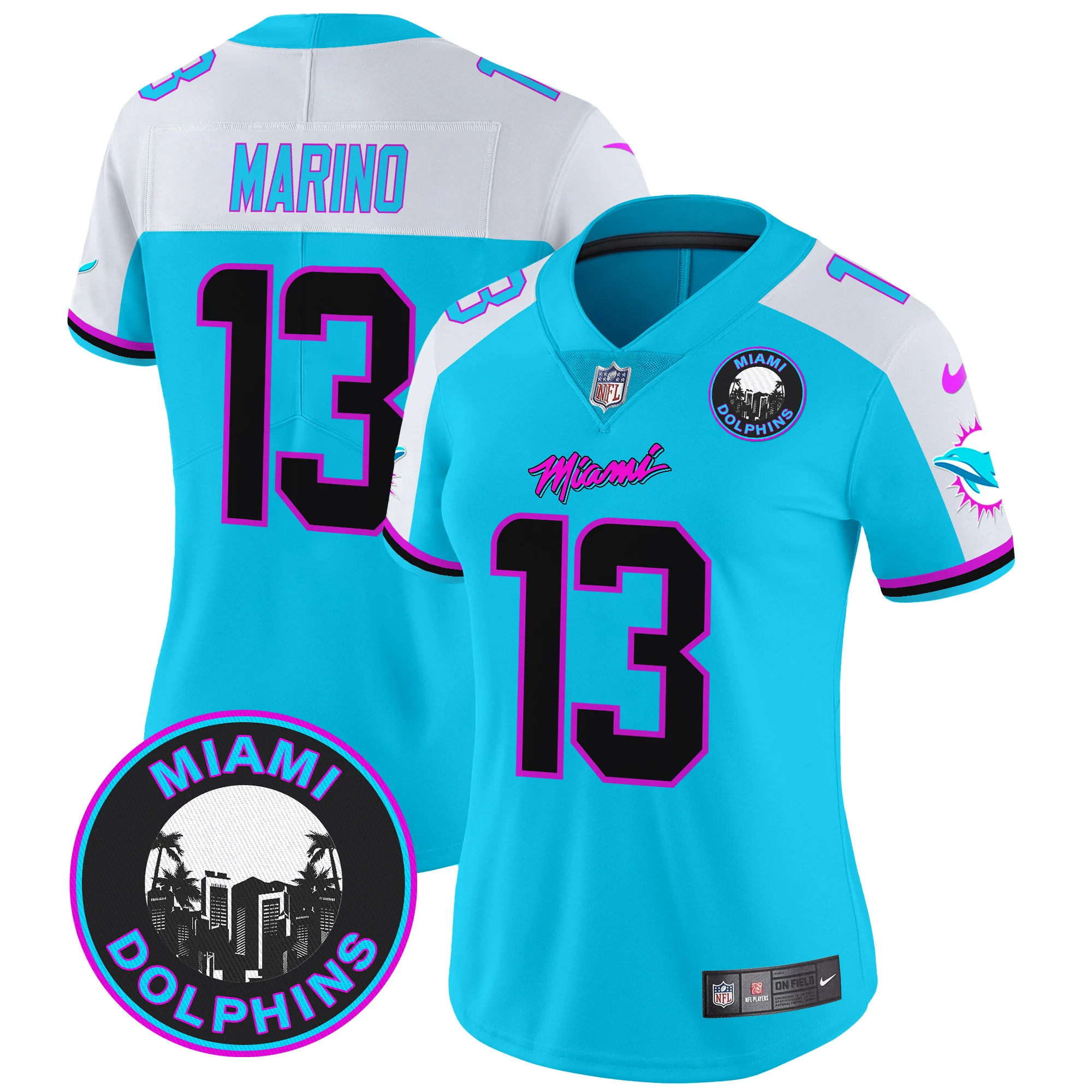 Womens Miami Dolphins Miami Vice Vapor Limited Jersey V3 Dan Mirano Jersey Aqua Alternate
