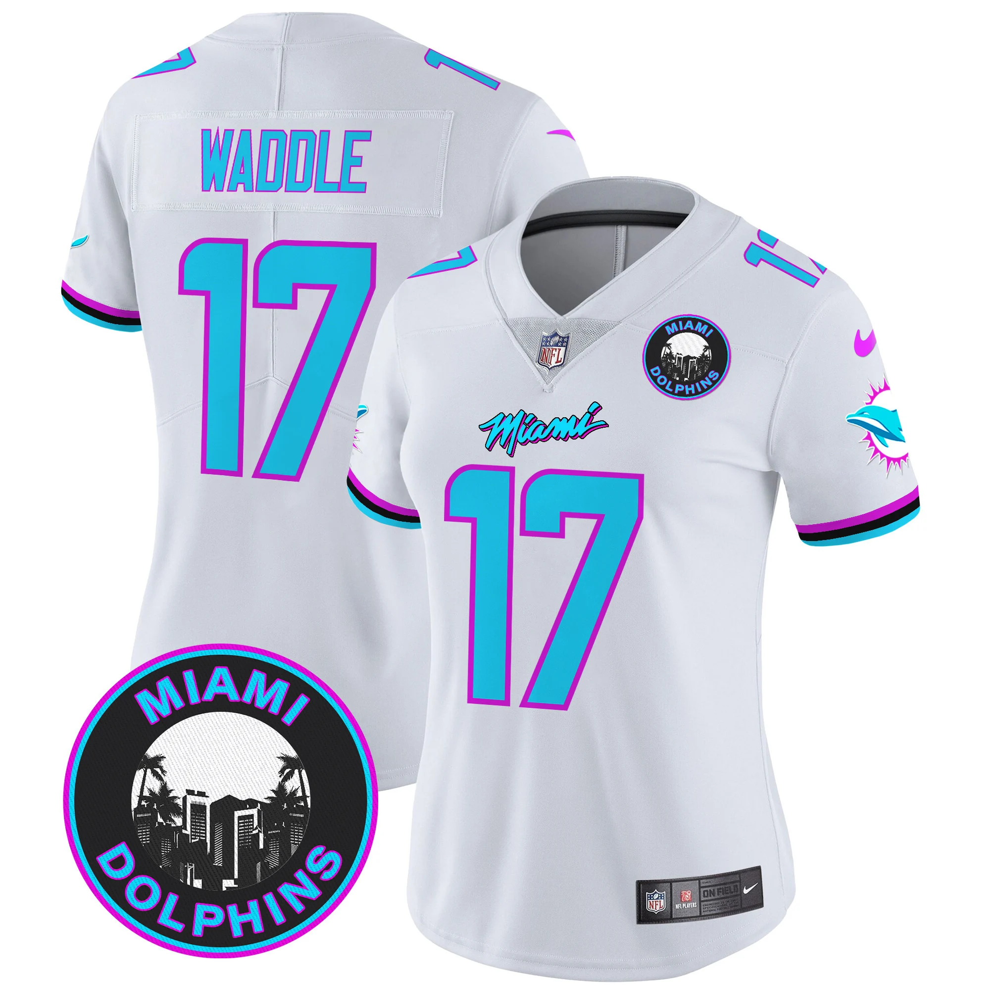 Womens Miami Dolphins Miami Vice Vapor Limited Jersey V3 Jaylen Waddle Jersey White