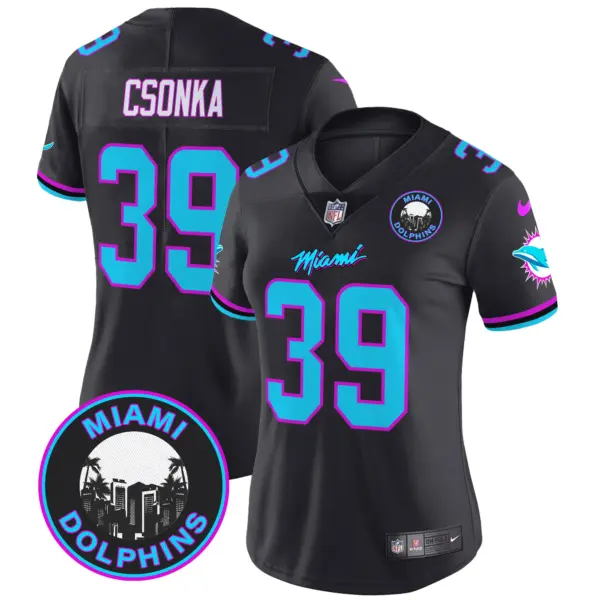Womens Miami Dolphins Miami Vice Vapor Limited Jersey V3 Larry Csonka Jersey Black